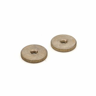 TW-MNA (2 pcs.) 	thumbwheels, brass, metric 4mm, nickel plated, aged